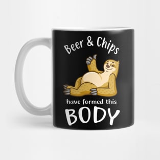 Sloth Funny Beer & Chips Belly Dad Body Men Gifts Mug